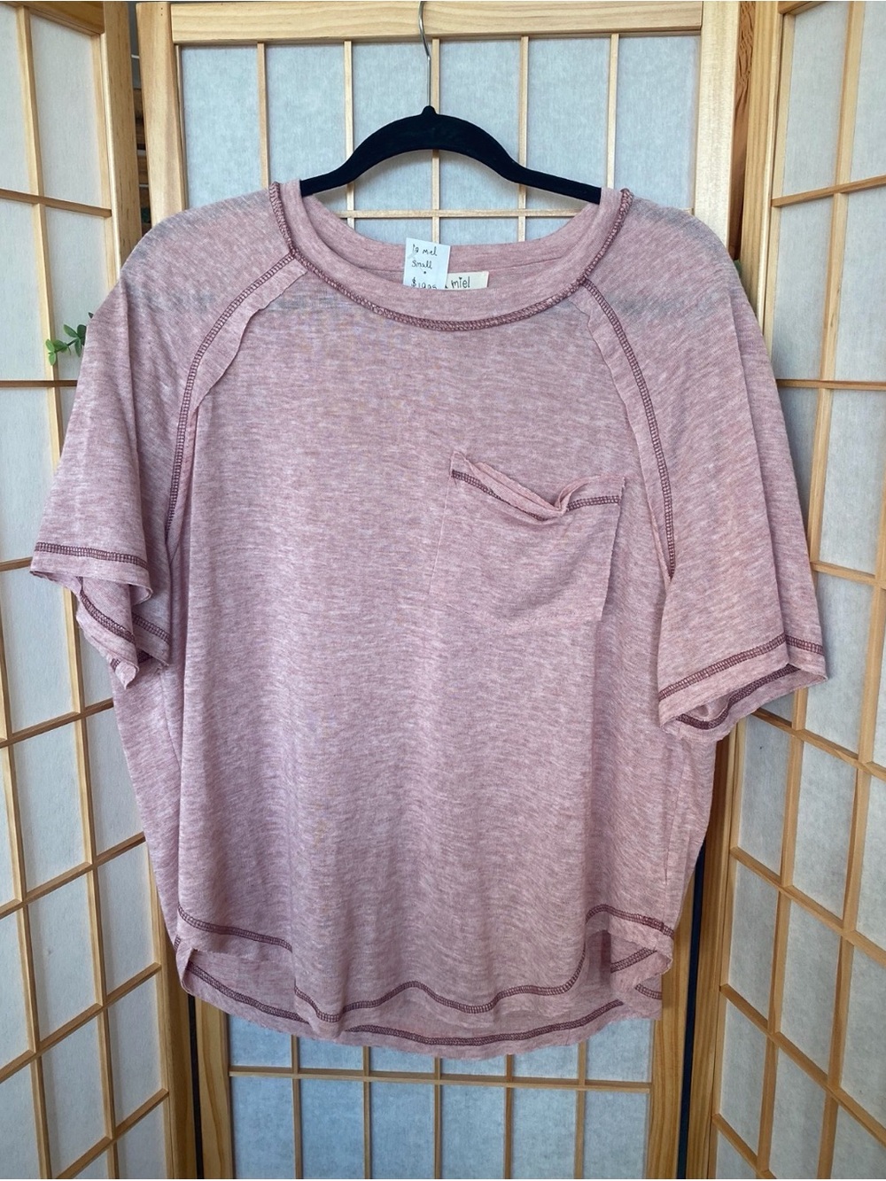 Women's Short Sleeve Pocket Tee in Dusty Rose